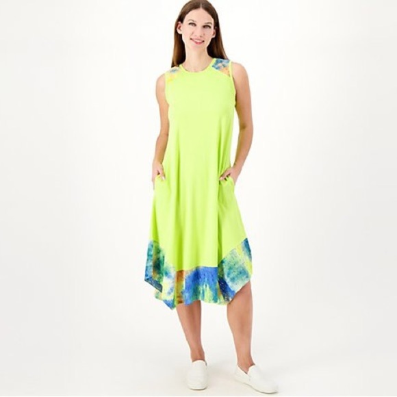 LOGO by Lori Goldstein Rayon 230‎ Dress with Tie-Dye Hem Size 1X NWT - Picture 1 of 12